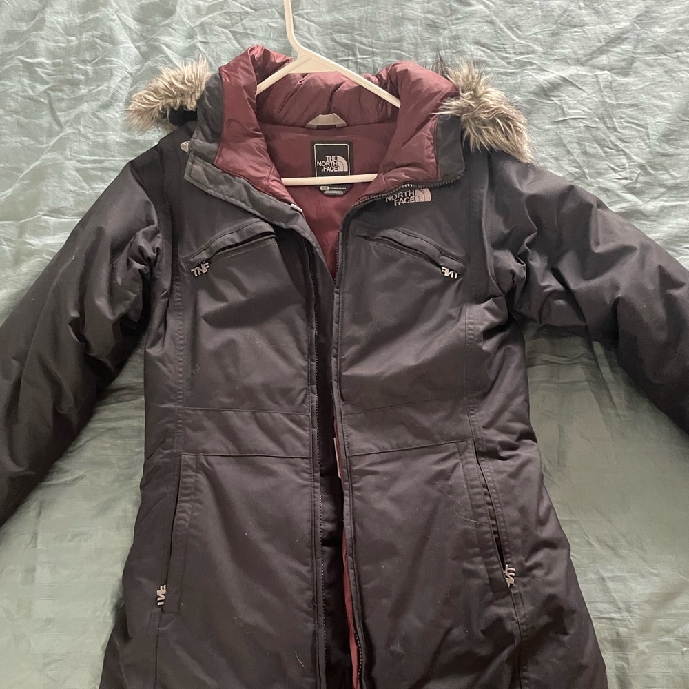 North Face long black puffer